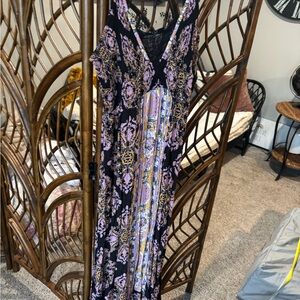 Free People Black and Purple Floral Maxi Dress